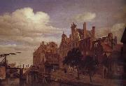 Jan van der Heyden Canal bridge oil painting artist